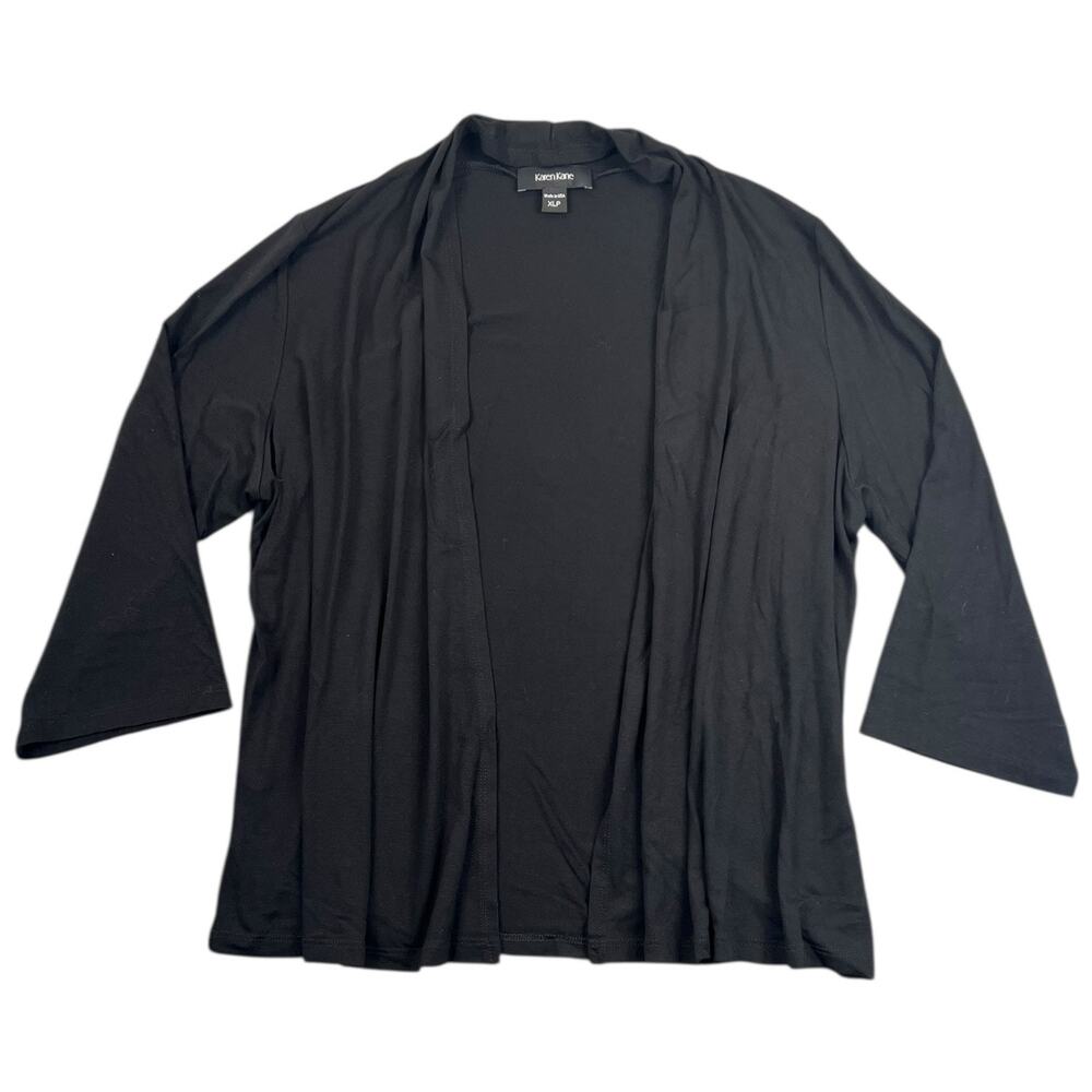 Karen Kane Black Open Front Cardigan Made in USA Soft Stretch - XLP